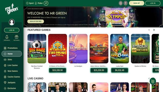 Mr Green casino screenshot